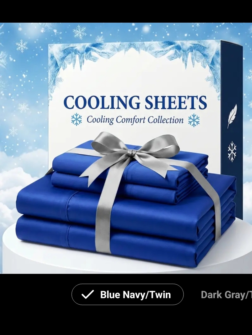 New Bamboo Fiber Cooling Sheets Twin Set in Navy Blue